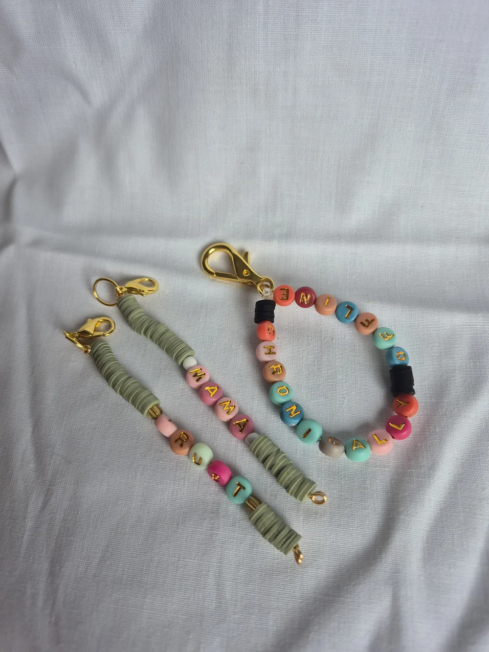 Personalized Multicolor Beaded Keychain and Bracelet Set